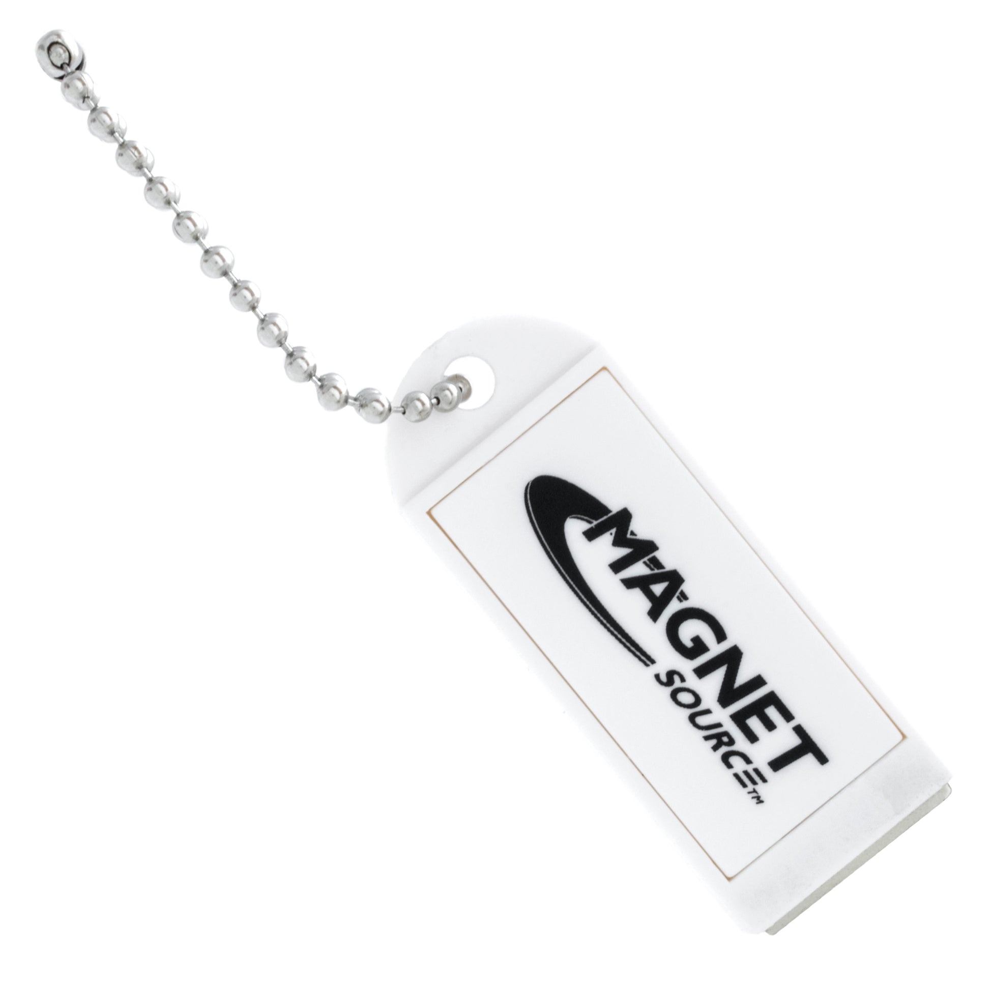 Load image into Gallery viewer, 07604 Neodymium Key Chain Magnet with Logo, White - Front View