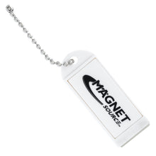 Load image into Gallery viewer, KCMW-BULK Neodymium Key Chain Magnet with Logo, White - Back View