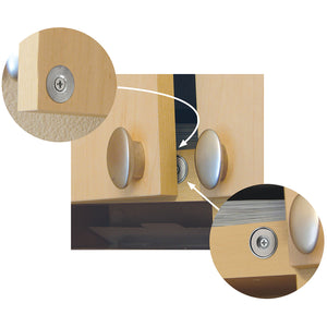 07573 Neodymium Latch Magnet Kit (1 set) - In Use View Inside Cabinet Door