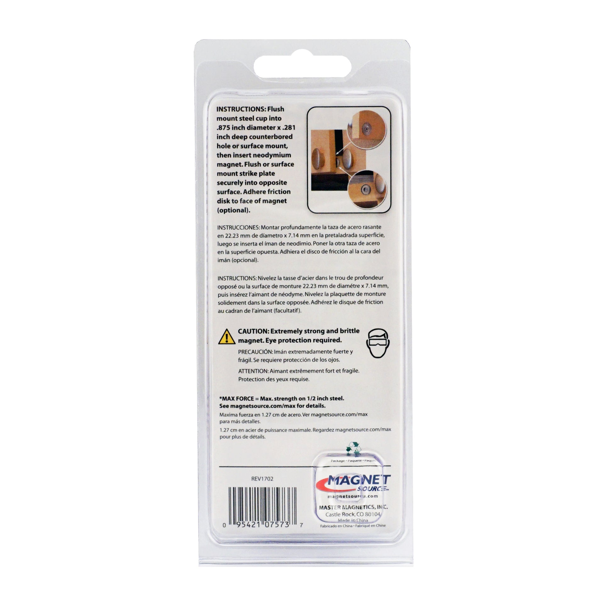 Load image into Gallery viewer, 07573 Neodymium Latch Magnet Kit (1 set) - Back of Packaging