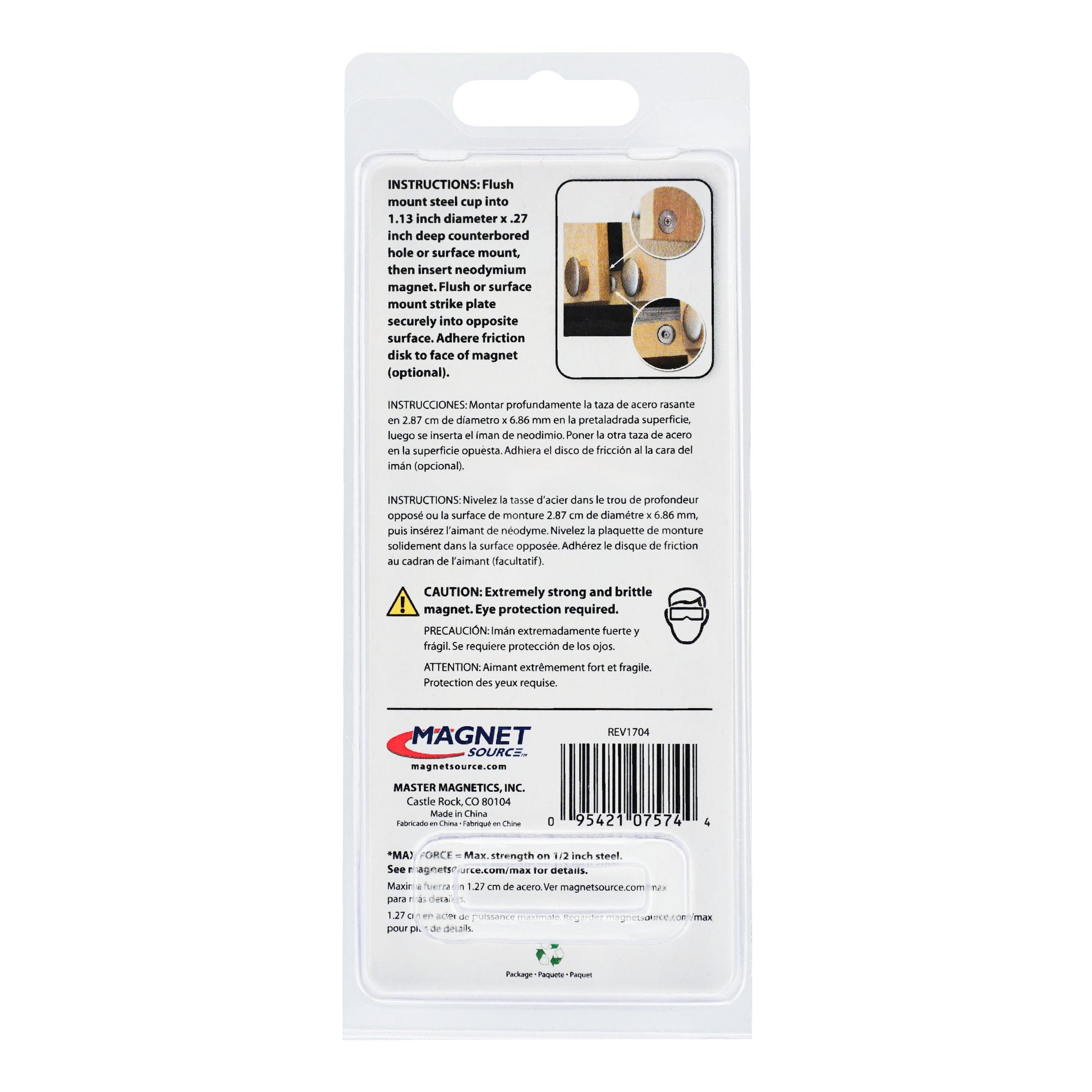 Load image into Gallery viewer, 07574 Neodymium Latch Magnet Kit (1 set) - Back of Packaging