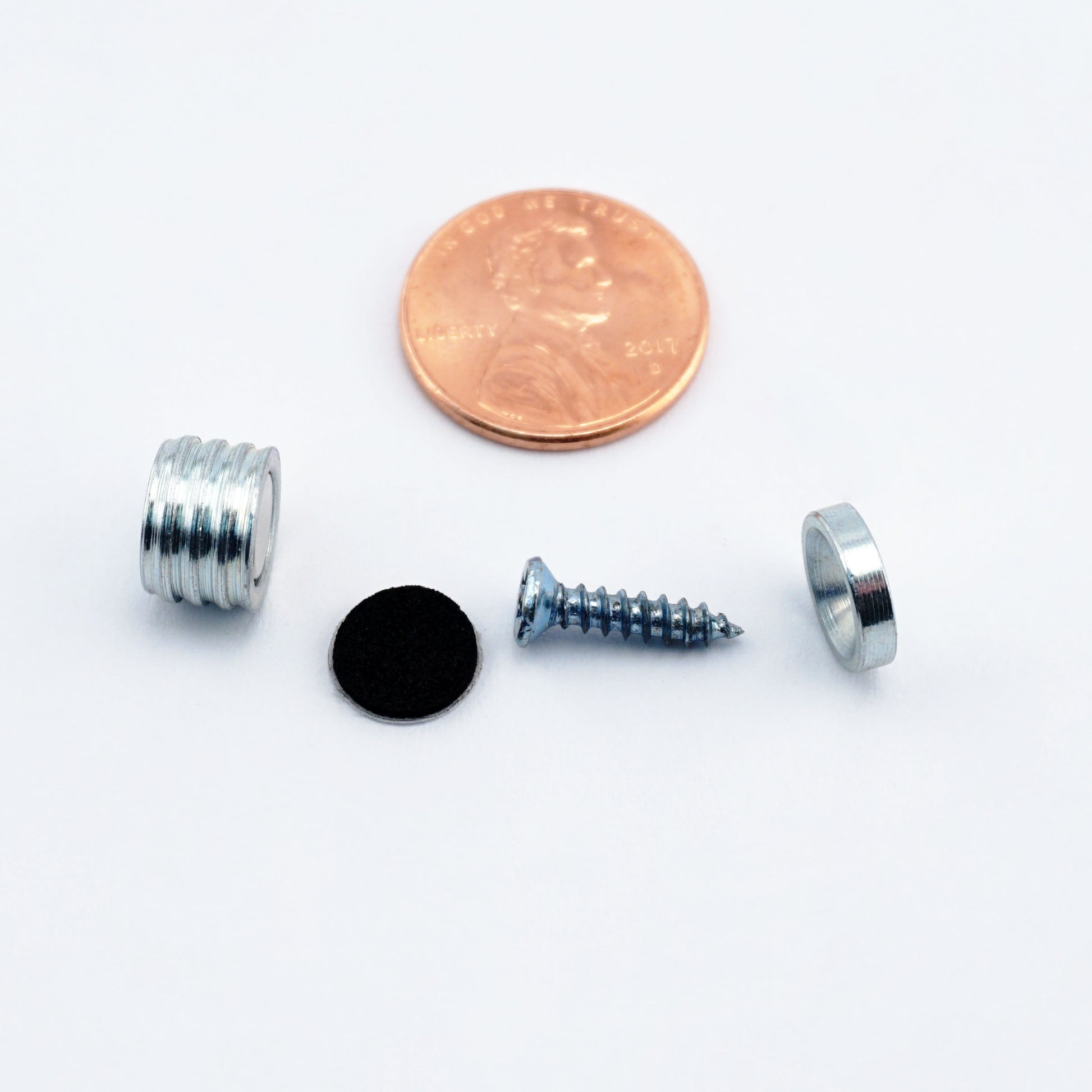 Load image into Gallery viewer, NMLKIT1 Neodymium Latch Magnet Kit (1 set) - Components compared to penny for size reference