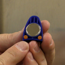 Load image into Gallery viewer, 07599 Neodymium Magnetic Hooks with Grip Pads (2pk) - Hand Demonstrating Back of Magnet