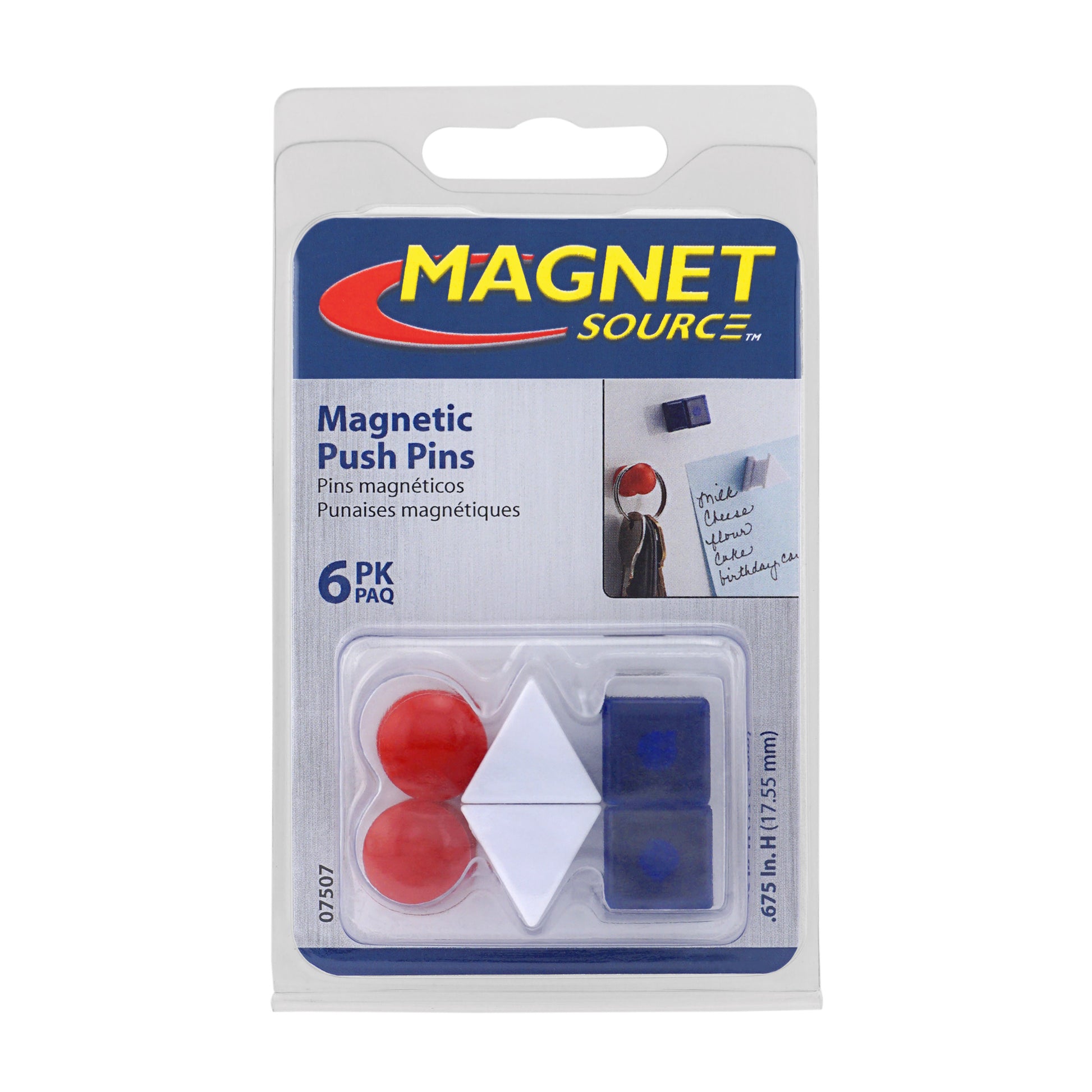 Load image into Gallery viewer, 07507 Neodymium Magnetic Push Pins (6pk) - Side View