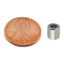 Load image into Gallery viewer, NR002511NS01 Neodymium Ring Magnet - Compared to Penny for Size Reference