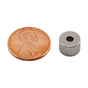 NR003718N Neodymium Ring Magnet - Compared to Penny for Size Reference