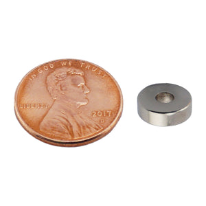 NR003719NS01 Neodymium Ring Magnet - Compared to Penny for Size Reference