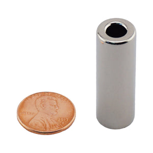 NR005022N Neodymium Ring Magnet - Compared to Penny for Size Reference