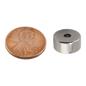 NR005031NS01 Neodymium Ring Magnet - Compared to Penny for Size Reference