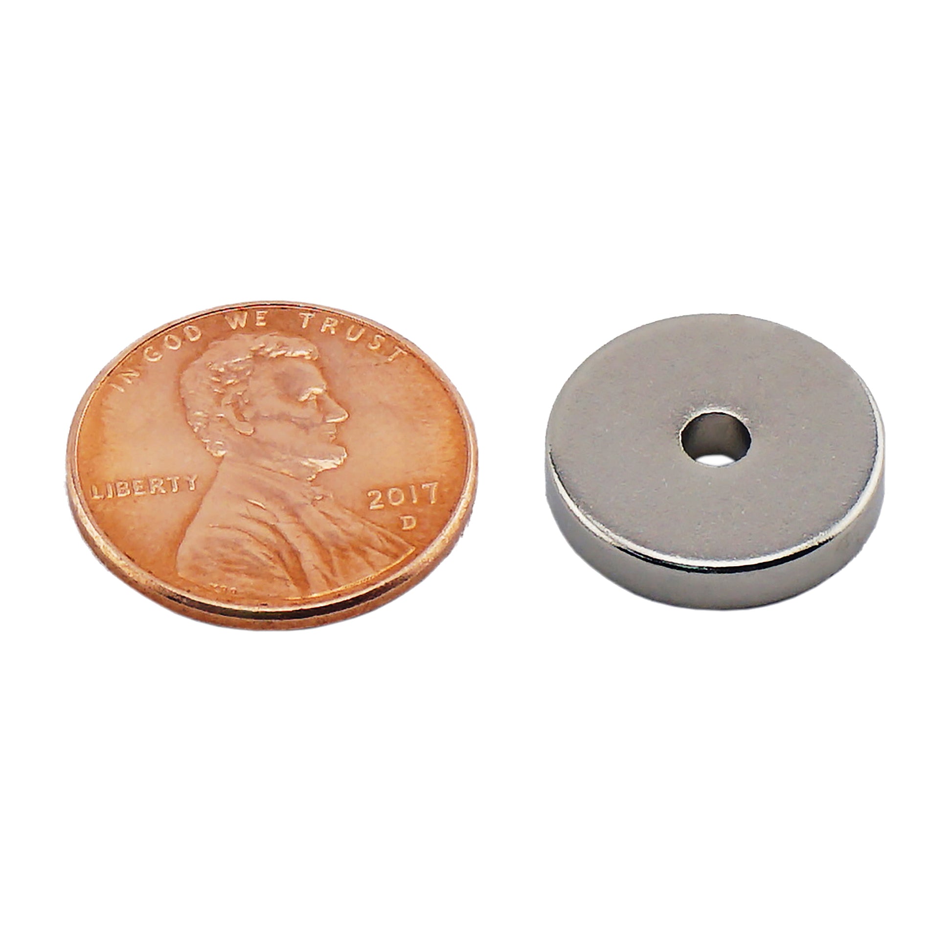 Load image into Gallery viewer, NR006203N Neodymium Ring Magnet - Compared to Penny for Size Reference