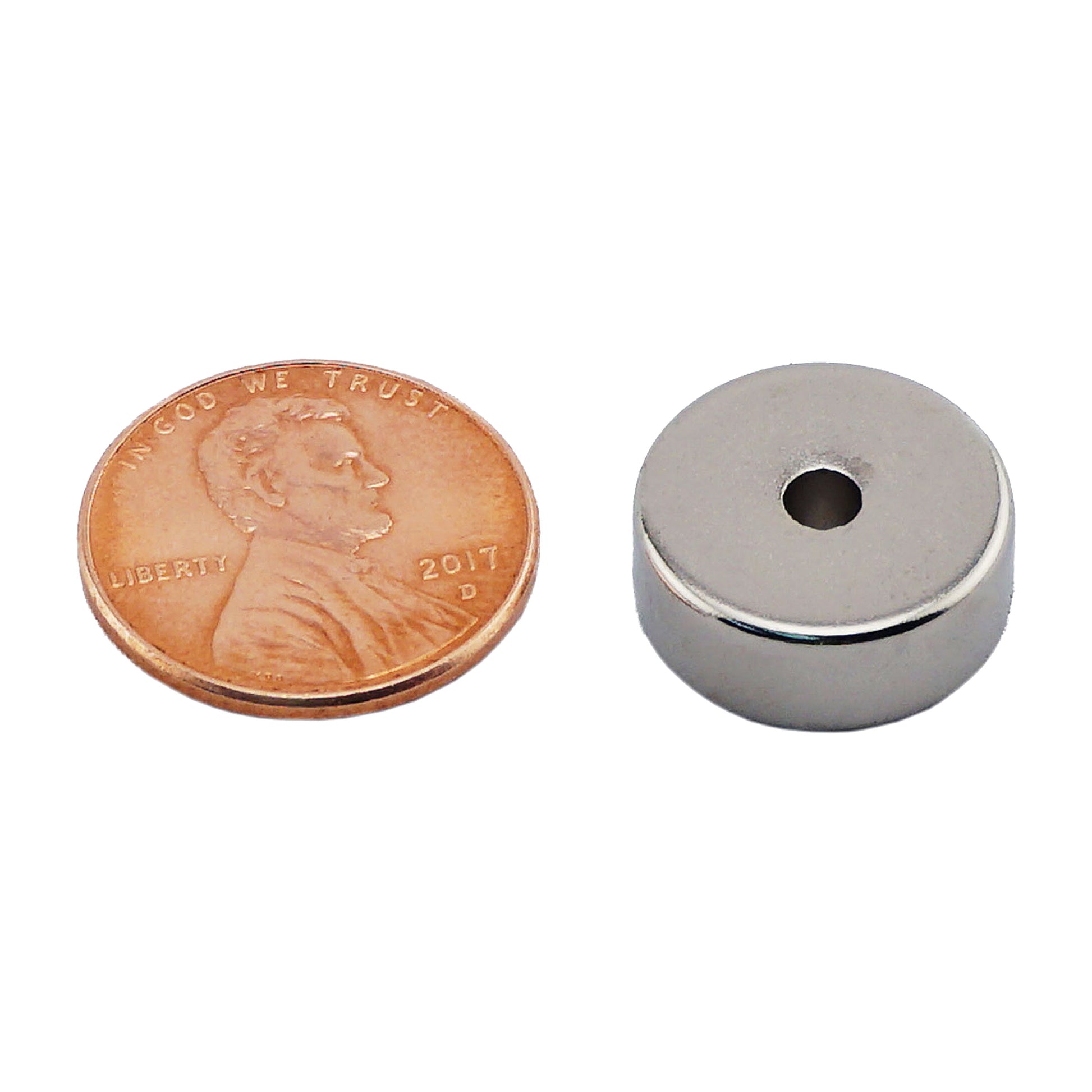 Load image into Gallery viewer, NR006204N Neodymium Ring Magnet - Compared to Penny for Size Reference
