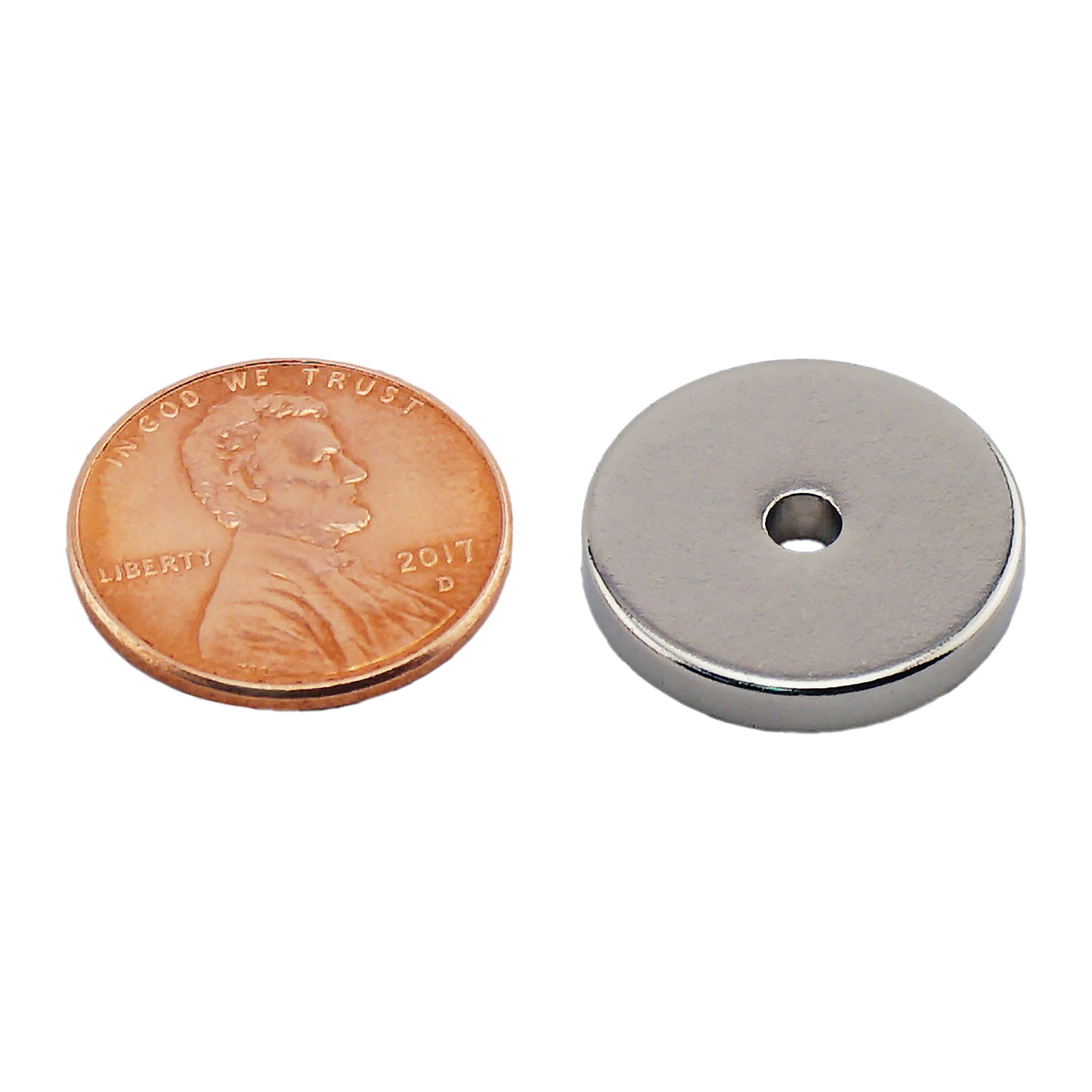 Load image into Gallery viewer, NR007521N Neodymium Ring Magnet - Compared to Penny for Size Reference