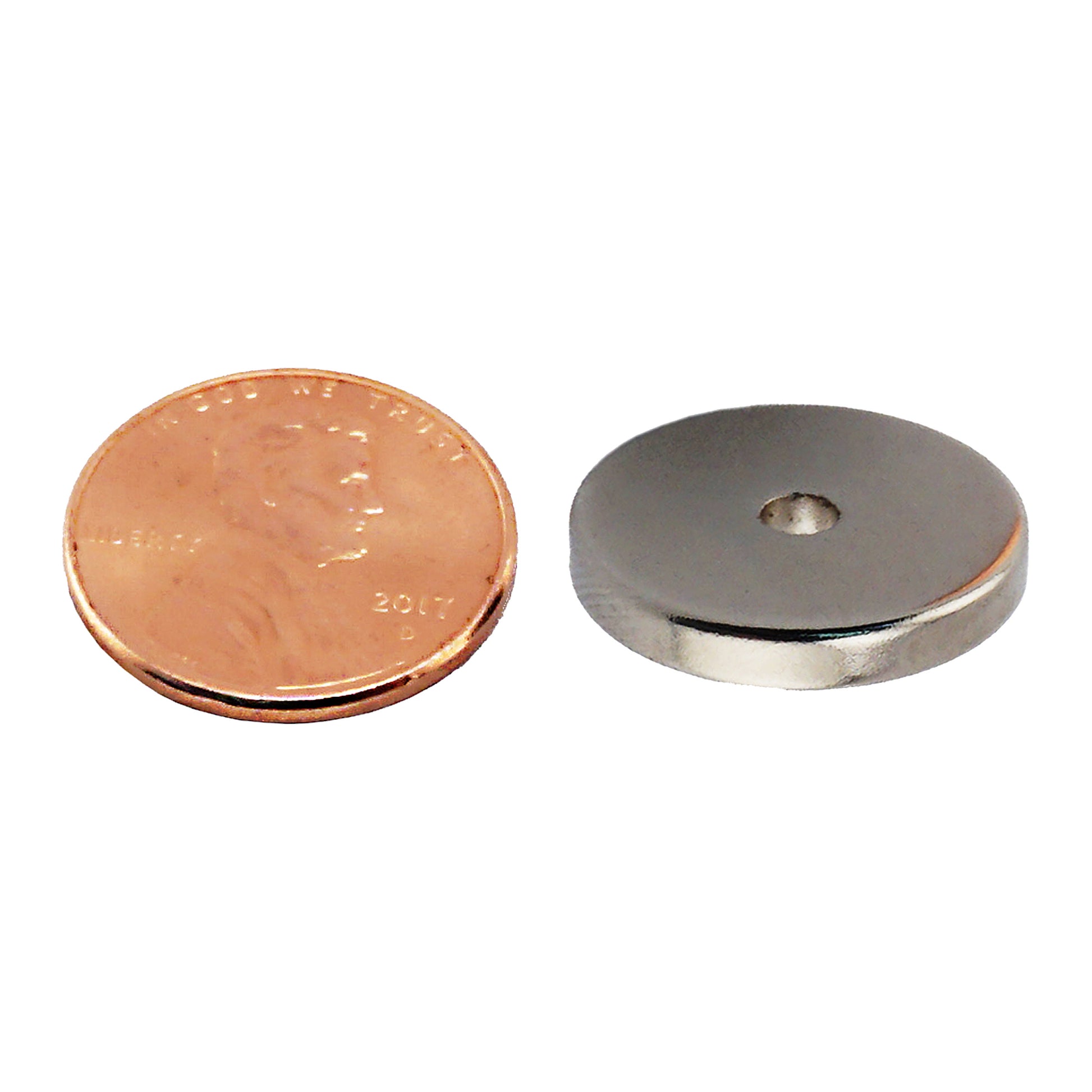Load image into Gallery viewer, NR007523NS01 Neodymium Ring Magnet - Compared to Penny for Size Reference