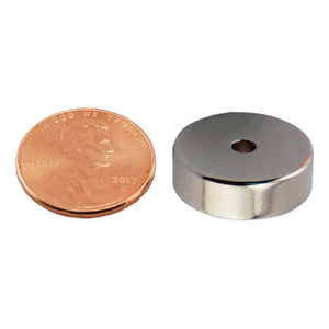 NR007524NS01 Neodymium Ring Magnet - Compared to Penny for Size Reference