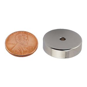 NR008706NS01 Neodymium Ring Magnet - Compared to Penny for Size Reference