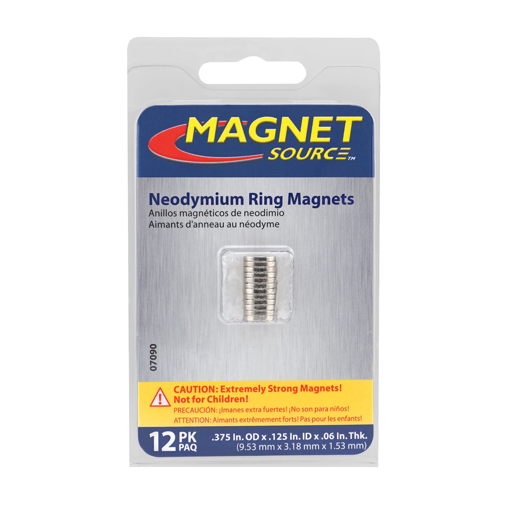 Load image into Gallery viewer, 07090 Neodymium Ring Magnets (12pk) - Right Side View