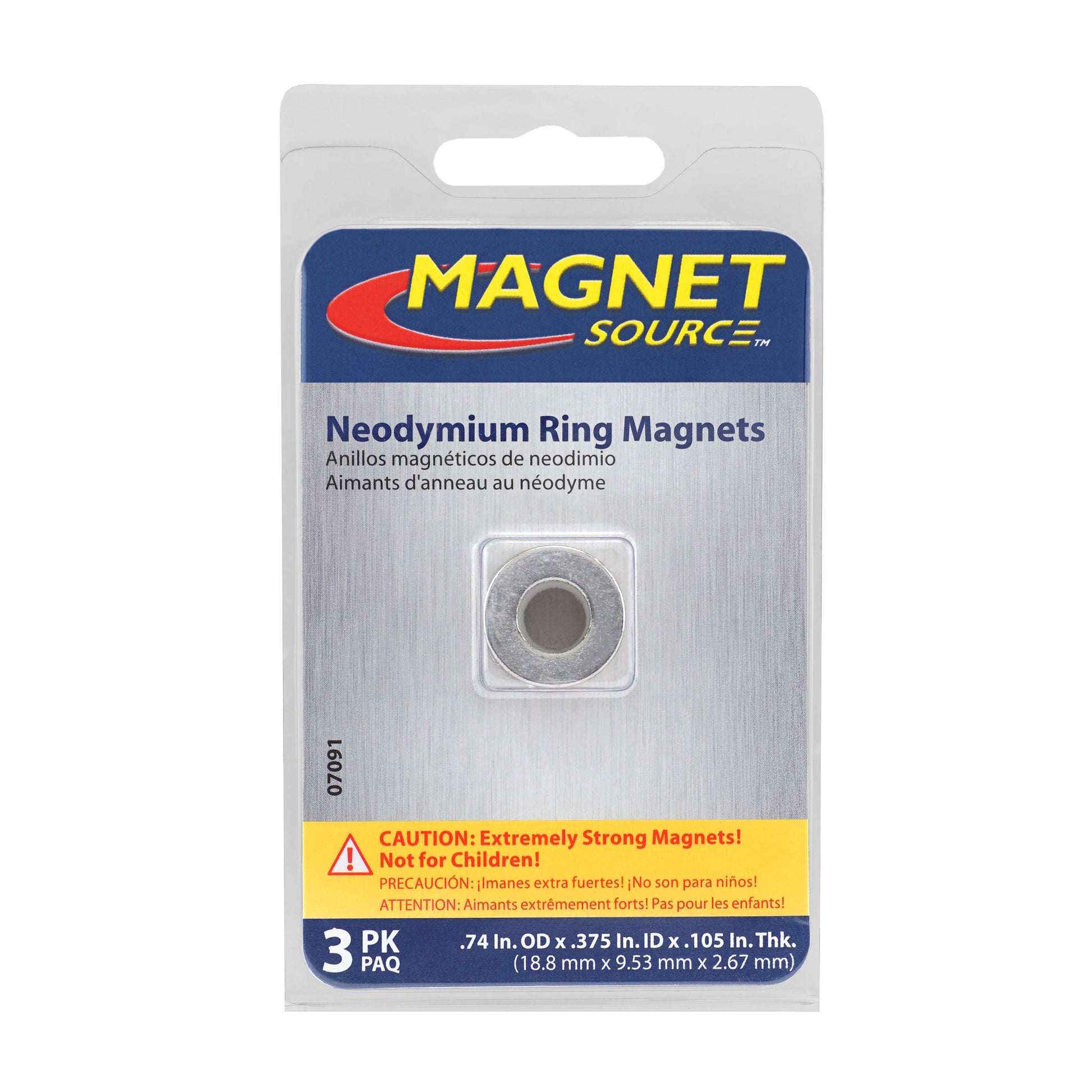 Load image into Gallery viewer, 07091 Neodymium Ring Magnets (3pk) - Right Side View