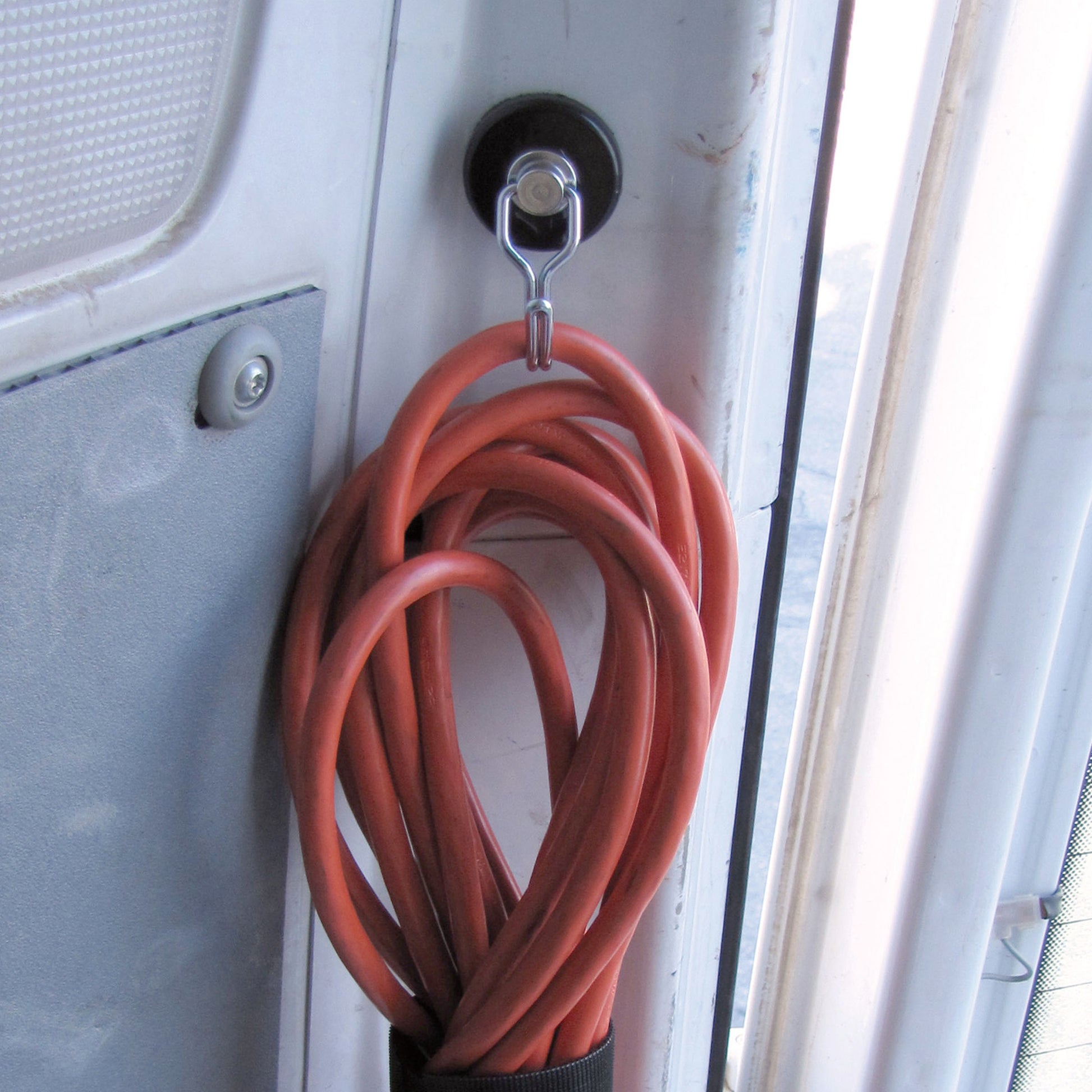 Load image into Gallery viewer, 07580 Neodymium Rotating and Swinging Magnetic Hook - In Use