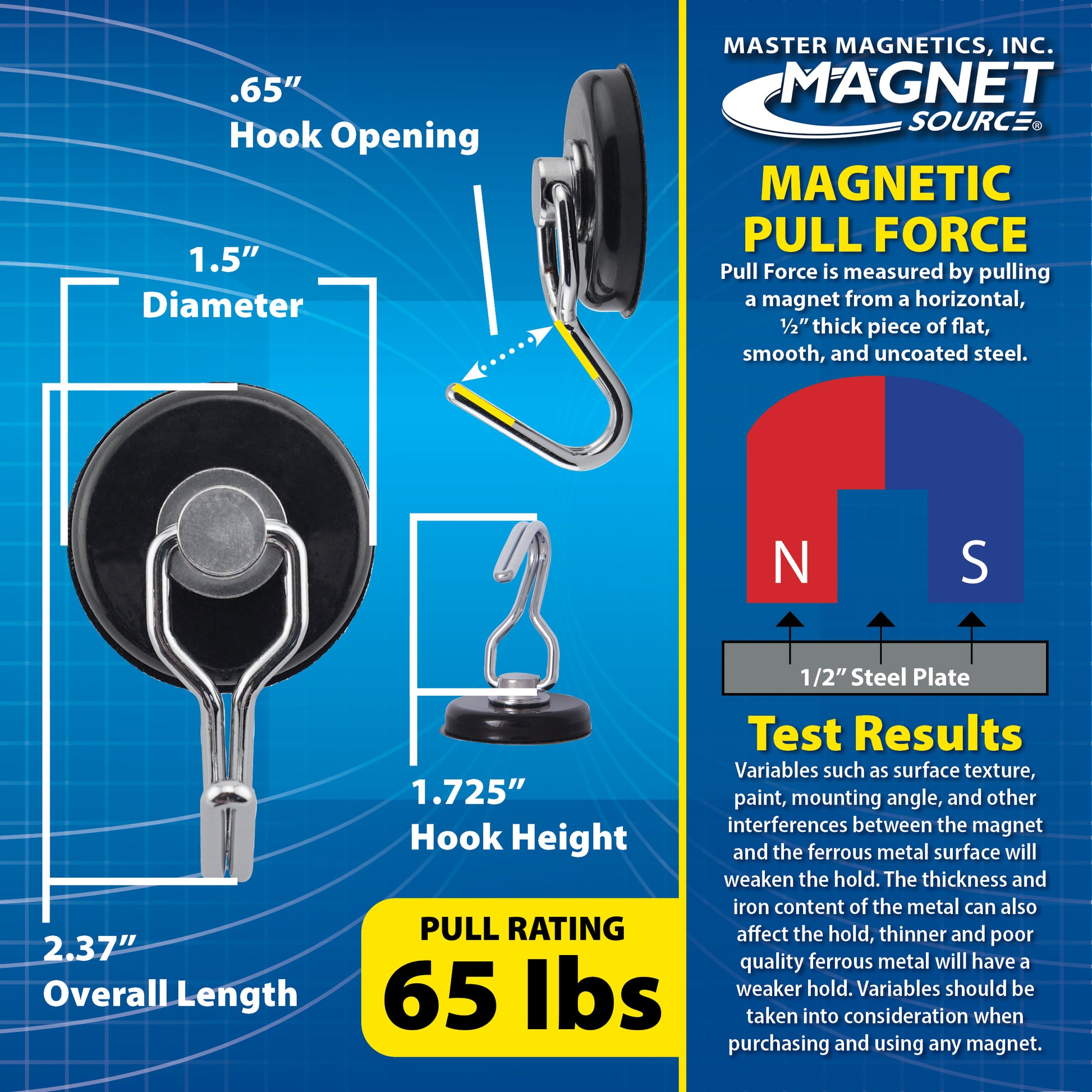 Load image into Gallery viewer, 07580 Neodymium Rotating and Swinging Magnetic Hook - Specifications