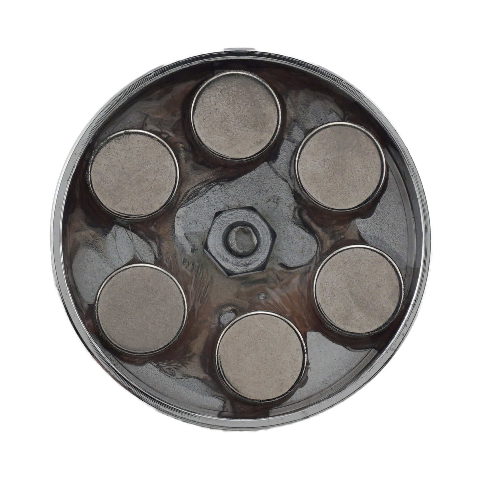 Load image into Gallery viewer, RB50B3N-NEO Neodymium Round Base Magnet with Bolt and Nuts - Bottom View