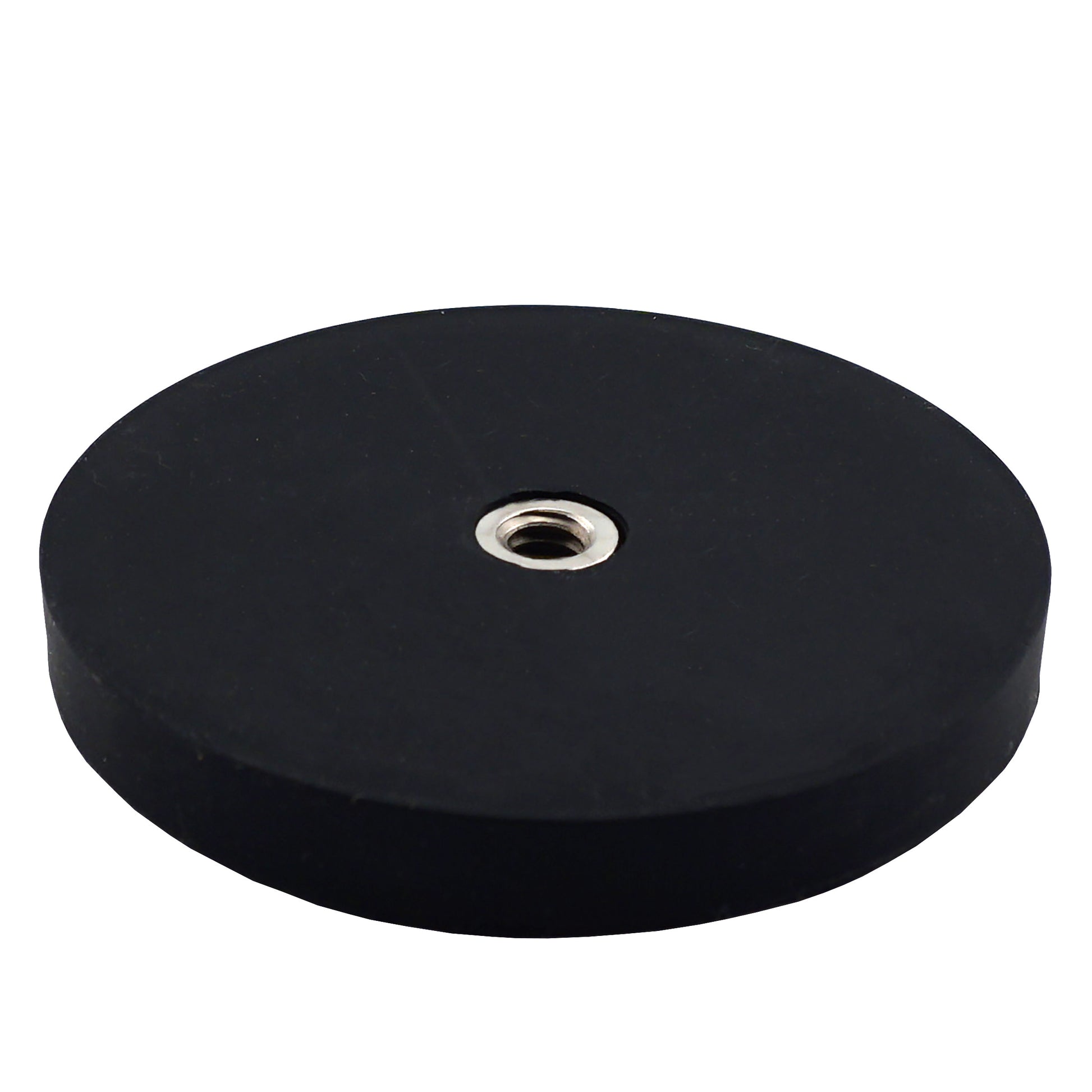 Load image into Gallery viewer, NADR257FBX Neodymium Rubber Coated Round Base Magnet with Female Thread - 45 Degree Angle View