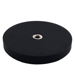 NADR257FBX Neodymium Rubber Coated Round Base Magnet with Female Thread - 45 Degree Angle View