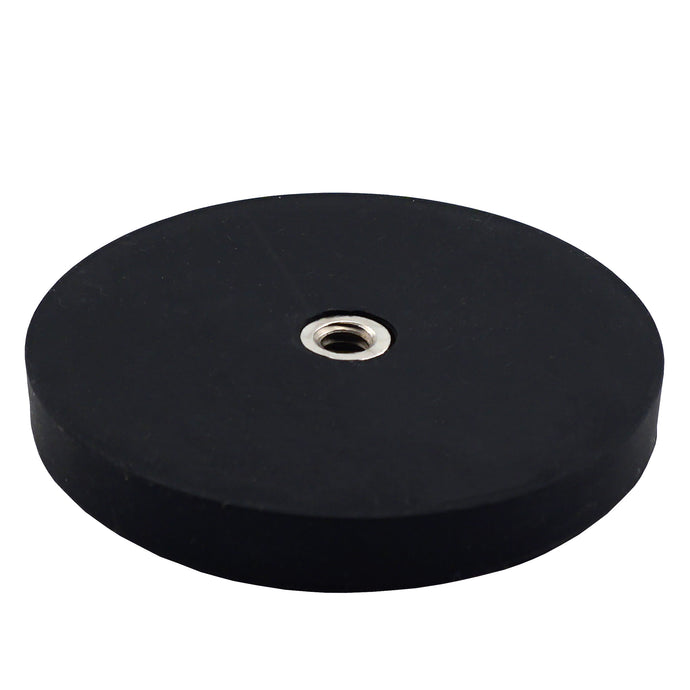 NADR257FBX Neodymium Rubber Coated Round Base Magnet with Female Thread - 45 Degree Angle View