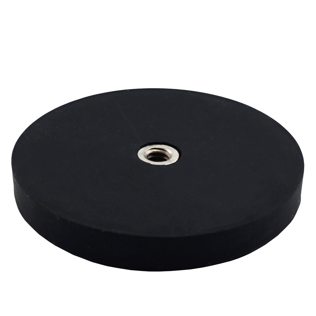 NADR257FBX Neodymium Rubber Coated Round Base Magnet with Female Thread - 45 Degree Angle View