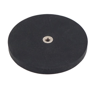 NADR257FBX Neodymium Rubber Coated Round Base Magnet with Female Thread - 45 Degree Angle View