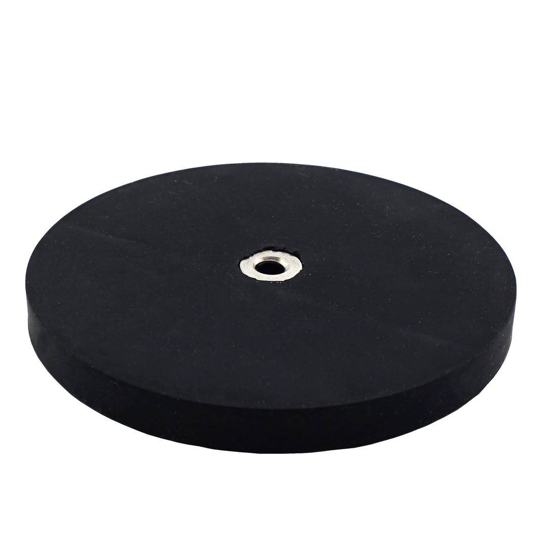 NADR351FBX Neodymium Rubber Coated Round Base Magnet with Female Thread - 45 Degree Angle View