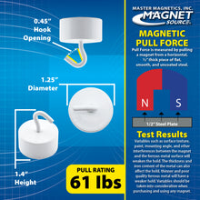 Load image into Gallery viewer, MHHH61 Neodymium White Magnetic Hook - Specifications