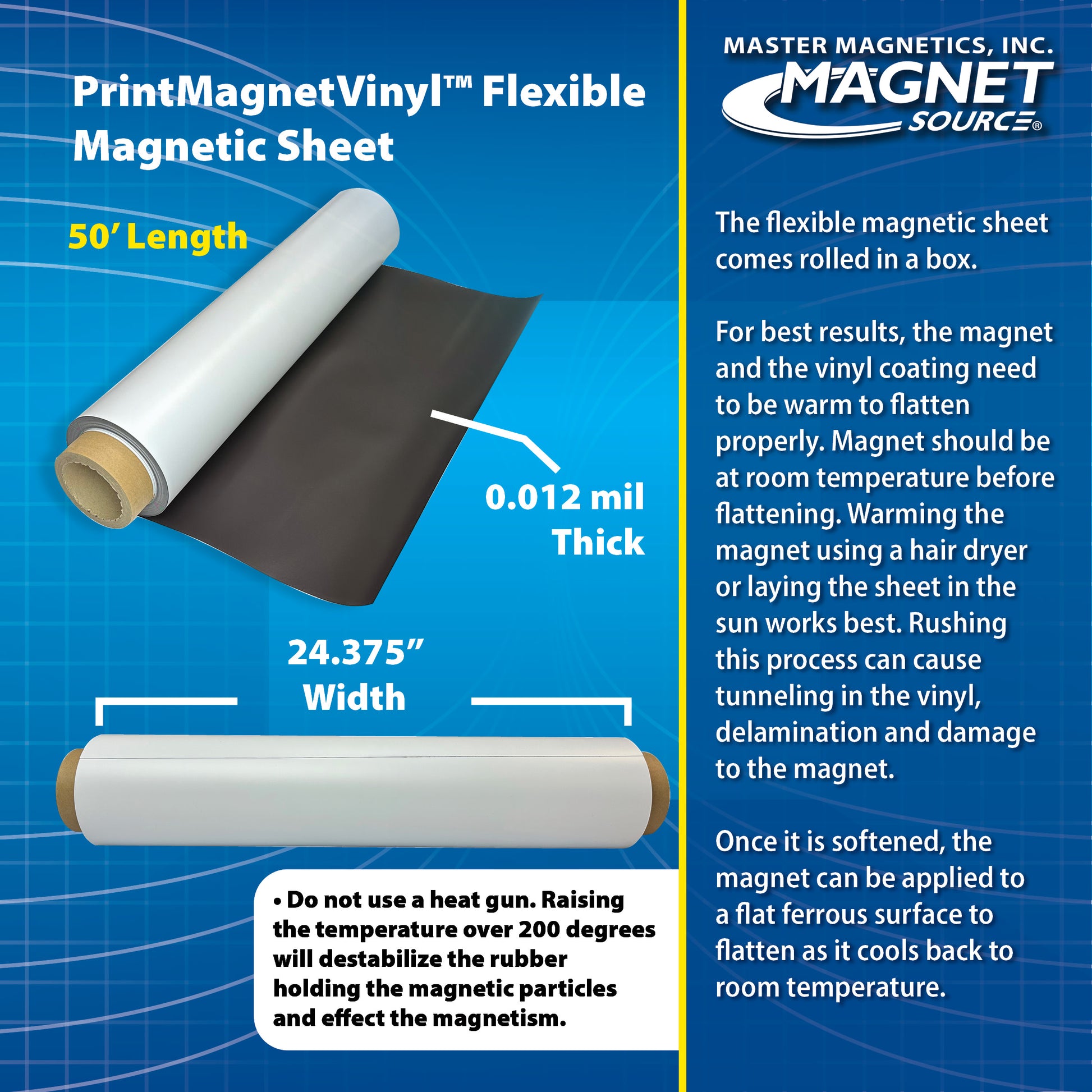 Load image into Gallery viewer, ZGN1224GW50 PrintMagnetVinyl™ Flexible Magnetic Sheet - Specifications
