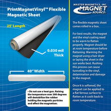 Load image into Gallery viewer, ZGN3040GW25 PrintMagnetVinyl™ Flexible Magnetic Sheet - Specifications
