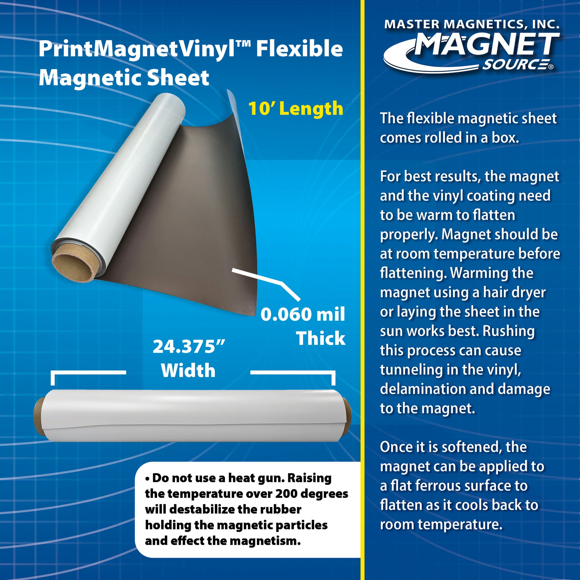 Load image into Gallery viewer, ZGN6024GW10 PrintMagnetVinyl™ Flexible Magnetic Sheet - Specifications