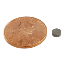 Load image into Gallery viewer, SCD156 Samarium Cobalt Disc Magnet - Compared to Penny for Size Reference