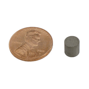 SCD2525 Samarium Cobalt Disc Magnet - Compared to Penny for Size Reference