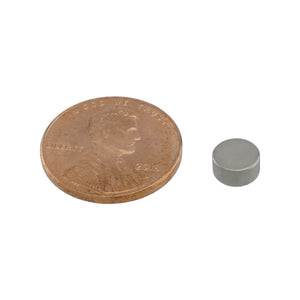 SCD26 Samarium Cobalt Disc Magnet - Compared to Penny for Size Reference