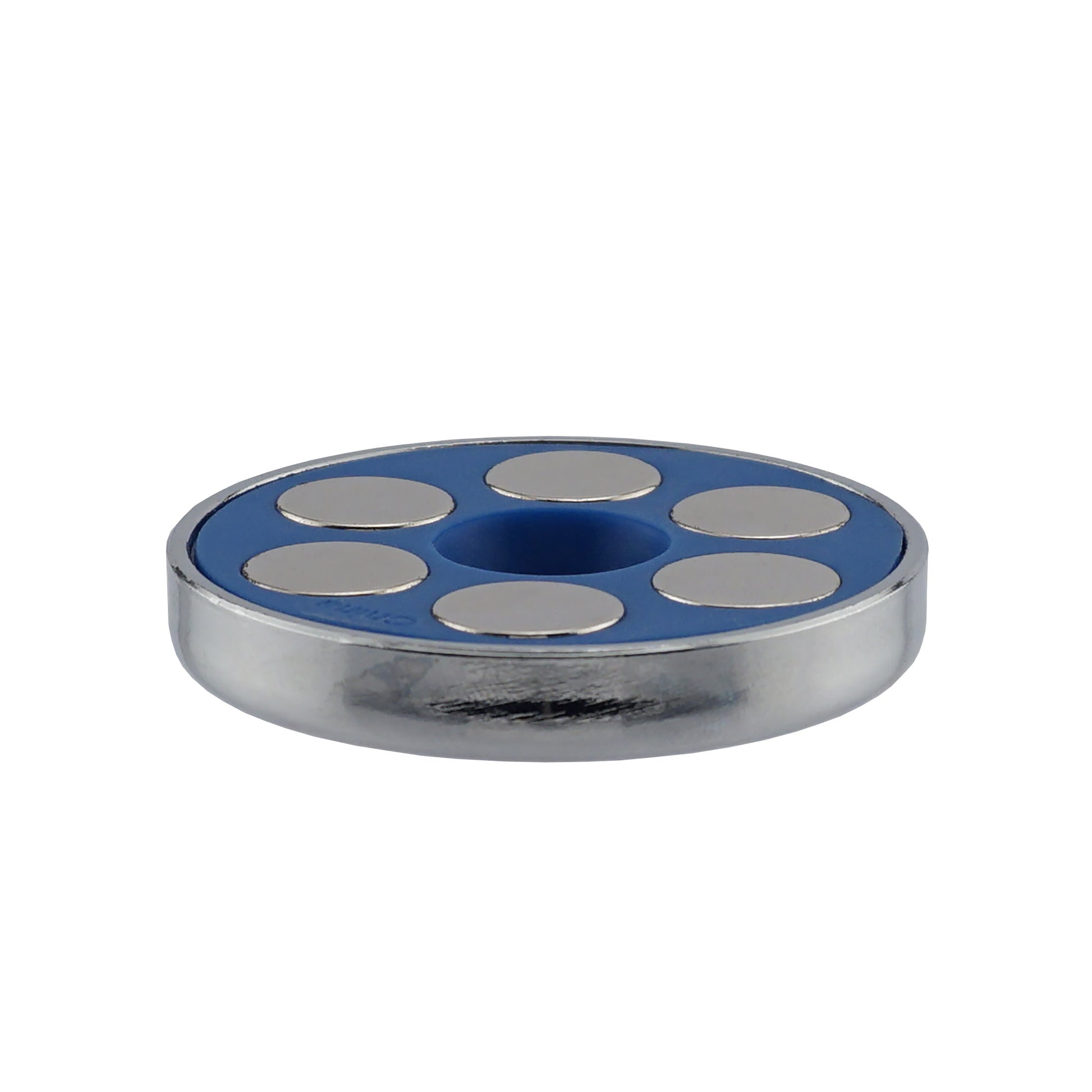 Load image into Gallery viewer, RB50BL-NEOBX Super Blue™ Neodymium Round Base Magnet - 45 Degree Angle View