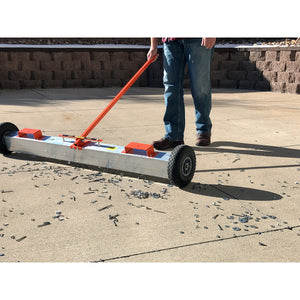 VSM-48 VersaSWEEP™ 4-in-1 Magnetic Sweeper with Quick Release - Man Sweeping Debris off Sidewalk