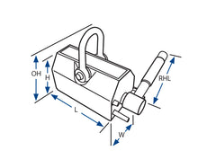 Load image into Gallery viewer, HDNLM2200 Heavy-Duty Neodymium Lifting Magnet - Diagram Designating Dimensions