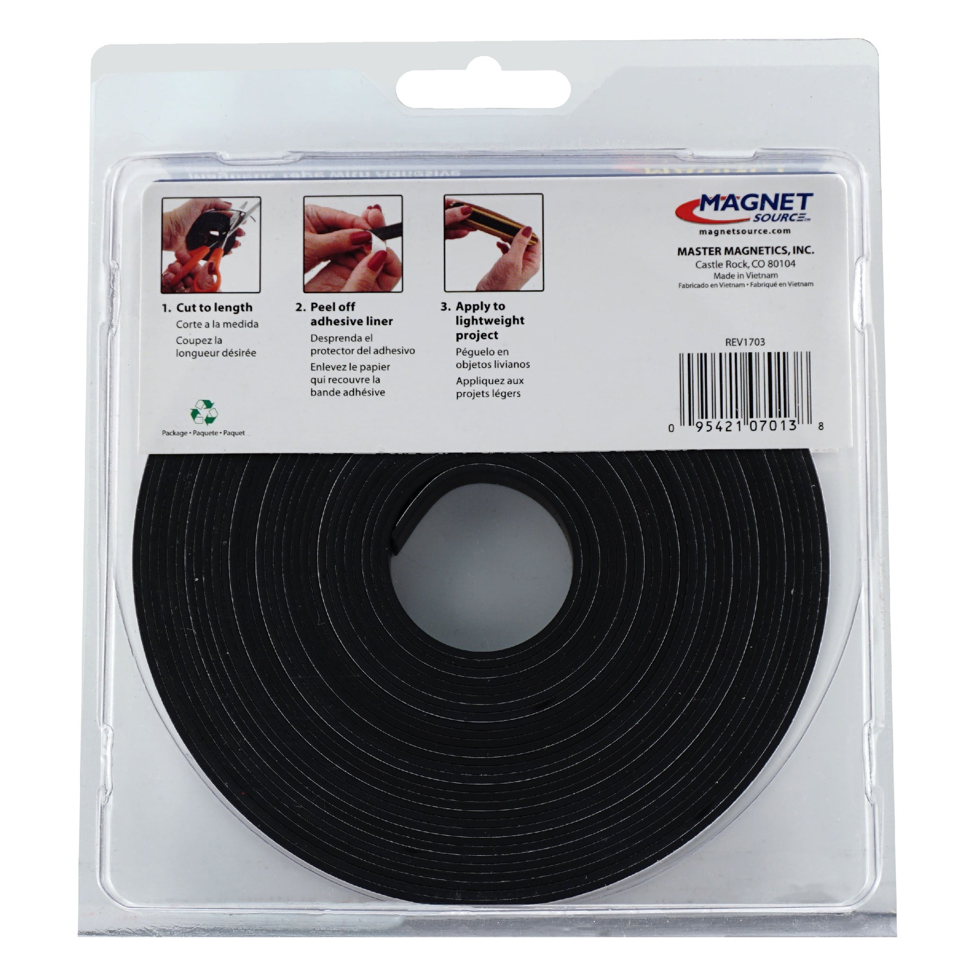 Load image into Gallery viewer, 07013 Flexible Magnetic Strip with Adhesive - Back of Packaging